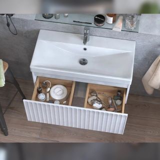 Тумба под раковину подвесная Velvex Compo tp.COM.9696.80.1Y белый глянец, 80 см